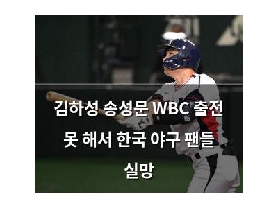 김하성 송성문 WBC 출전 못 해서 한국 야구 팬들 실망
