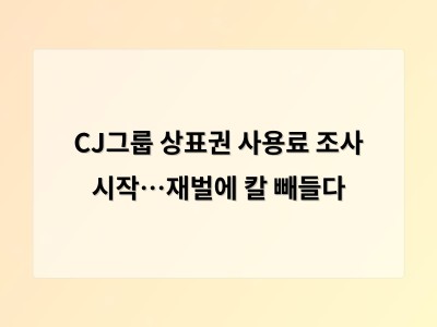 CJ그룹 상표권 사용료 조사 시작…재벌에 칼 빼들다