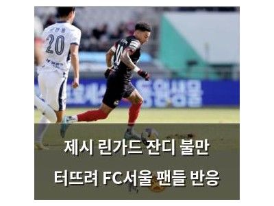 제시 린가드 잔디 불만 터뜨려 FC서울 팬들 반응