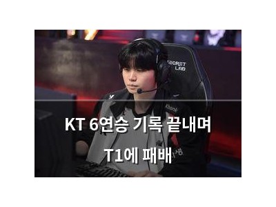 KT 6연승 기록 끝내며 T1에 패배